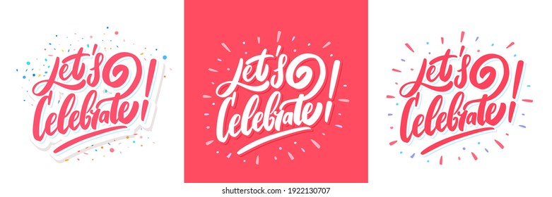 Lets Celebrate Vector Handwritten Lettering Banners Stock Vector