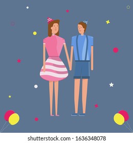 let`s celebration outside party illustration