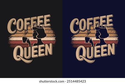 Let's Coffee , life is beautiful with coffee, vector, coffee queen , trendy coffee t-shirt design.