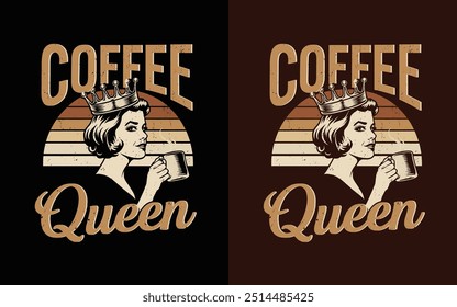 Let's Coffee , life is beautiful with coffee, vector, coffee queen , trendy coffee t-shirt design.