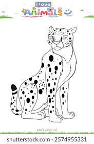 Let's color the animals. Coloring cartoon cheetah. Educational game for children. fun activities for children to play and learn.