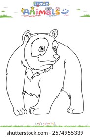 Let's color the animals. Coloring cartoon andean bear. Educational game for children. fun activities for children to play and learn.