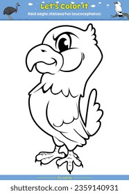 Lets color it bald eagle. Educational game for children. fun activities for kids to play and learn.