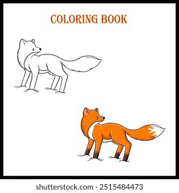 Lets color it Coloring page with cute cartoon Coloring page Fox Educational game for children