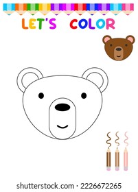 Lets color cute animals.Coloring book for young children. education game for children. Paint the bear.