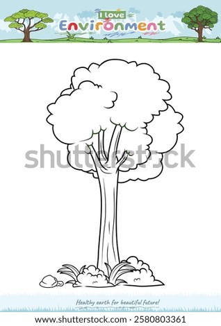 Let's color the environment. Coloring cartoon Tree. Educational game for children. fun activities for children to play and learn.