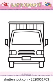 Vamos a colorearlo. Dibujo para colorear con dibujos animados lindos. Dibujo para colorear Minivan camión de caja. Juego educativo para niños. actividades divertidas para que los niños jueguen y aprendan.