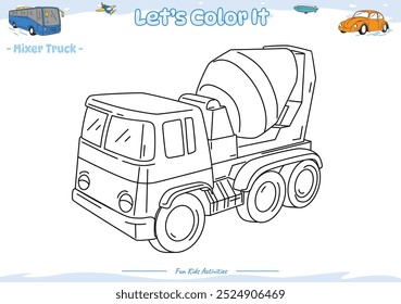 Lets color it. Coloring page with cute cartoon. Coloring page Forklift. Educational game for children. fun activities for kids to play and learn.,