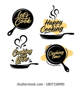 Lets cook. Vintage vector illustration. cooking tools. Set of Cooking Quotes Label vector.