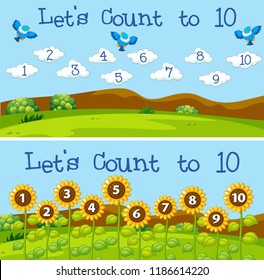 Let's count to 10 scenes illustration