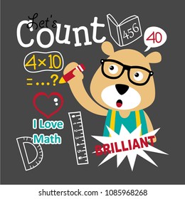 let's count with bear animal cartoon,vector illustration 