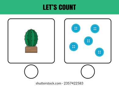 Let's count. Educational math game for kids. Printable worksheet design for preschool or elementary kids.