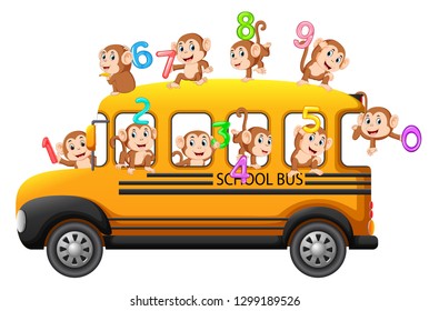 Let's count with monkey on the school bus