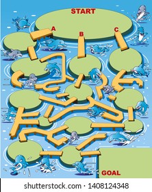Let's cross the maze, dolphin sea island