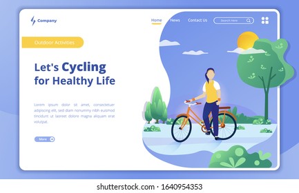 Let's cycling for healthy life on the landing page template