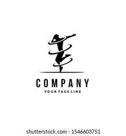 Let's dance logo design, fitness center, B boys dance, Hip Hop Dancing action graphic vector	
