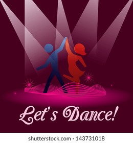 lets dance over purple background vector illustration