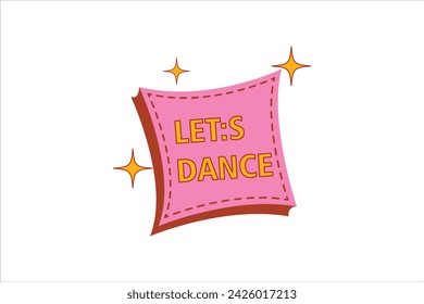 Lets Dance Retro Flat Sticker Design