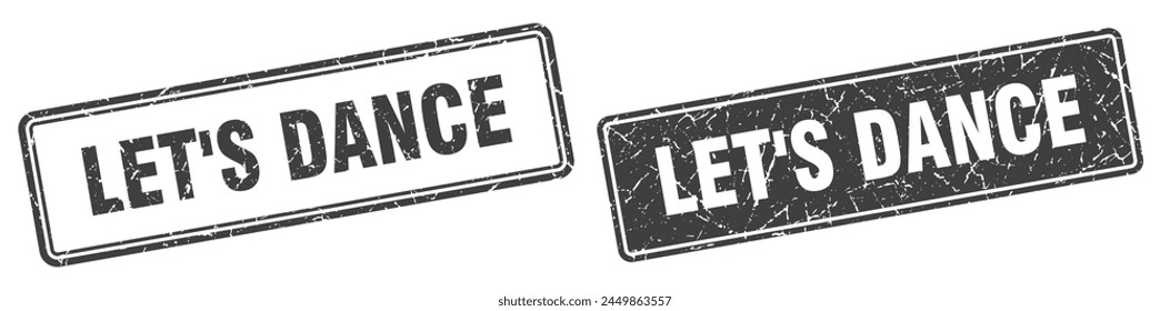 let's dance square stamp. let's dance grunge sign set