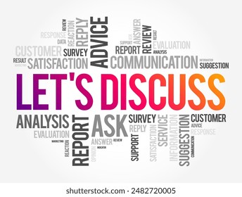 Let's Discuss is an invitation or suggestion to engage in a conversation or dialogue about a particular topic or subject, text concept background