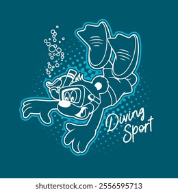 let's dive with a teddy bear , Vector Graphic Illustration 