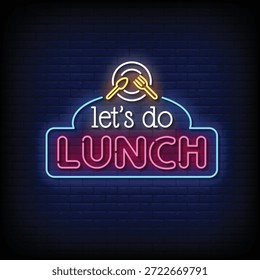 let do lunch neon signboard mit ziegelwand hintergrund vektor