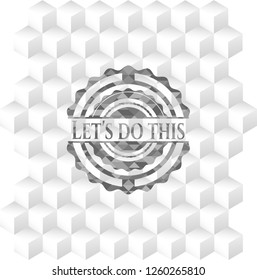 Let's do this grey emblem. Vintage with geometric cube white background