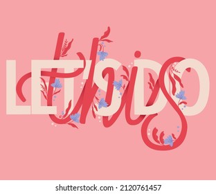 Hagamos esta ilustración. Grabado manual y diseño floral en colores vivos. Ilustración vectorial colorida. 