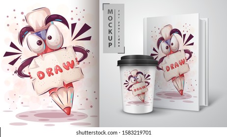 Let's draw poster and merchandising. Vector eps 10