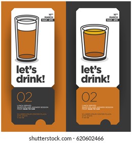 Let's Drink Party Invitation With Beer and Whiskey Glass