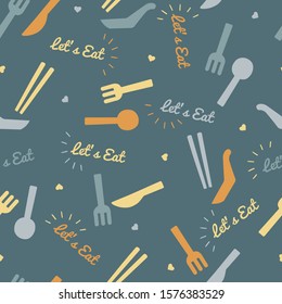 Let's Eat Vector Cartoon Background Pattern