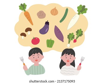 Let's eat vegetables
Children's food education image illustration