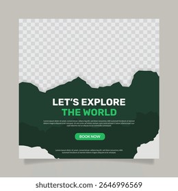 Vamos explorar o mundo aventura viagem promoção mídias sociais post