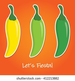 "Let's Fiesta" paper cut out card in vector format.