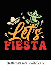 Let's Fiesta typography design for Cinco De Mayo parties and celebrations.