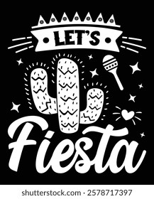 Let's Fiesta typography with a Mexican festival theme, perfect for Cinco De Mayo events.