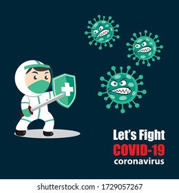 Let's Fight Coronavirus Covid-19 Vector Template