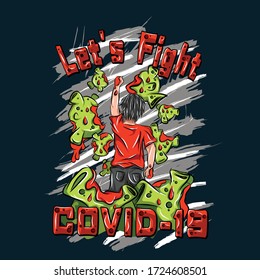 let's fight covid 19 vector download 