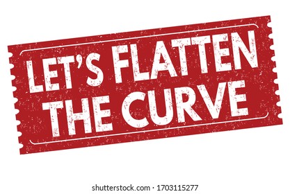 Let's flatten the curve sign or stamp on white background, vector illustration