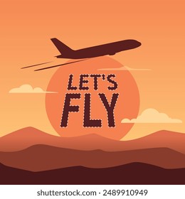 Lets Fly banner vector illustration