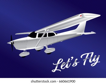 Let's Fly - Blank White Propeller Airplane Vector Illustration