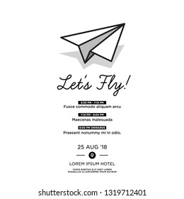 Let's Fly Invitation Design with Where and When Details