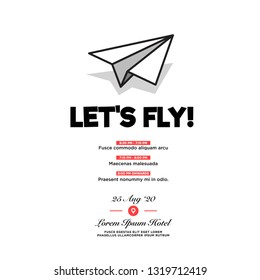 Let's Fly Invitation Design with Where and When Details