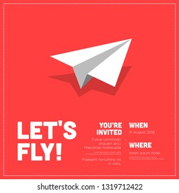 Let's Fly Invitation Design with Where and When Details