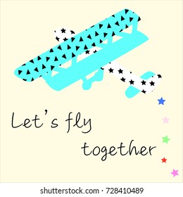 let's fly together helicopter star vector illustration