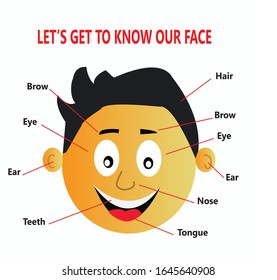 let's get to know our face. for kids. vector.