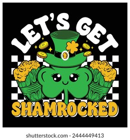 VAMOS A CONSEGUIR CAMISA SHAMROCKED, camiseta del día de San Patricio, diseño gráfico colorido de la camiseta