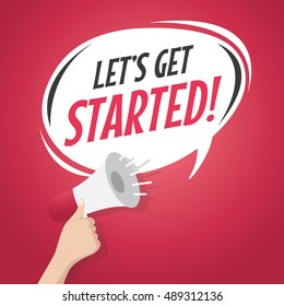 Let's get started retro speech balloon vector