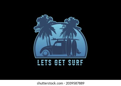 .Let's get surf,t-shirt merchandise silhouette mockup typography [Converted]