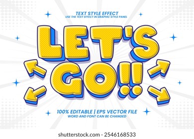 Let's Go 3D estilo de dibujos animados efecto de texto editable